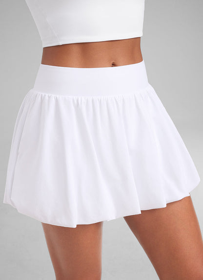 Feathery-Fit Soft Bubble Hem Balloon Ruffle Skort