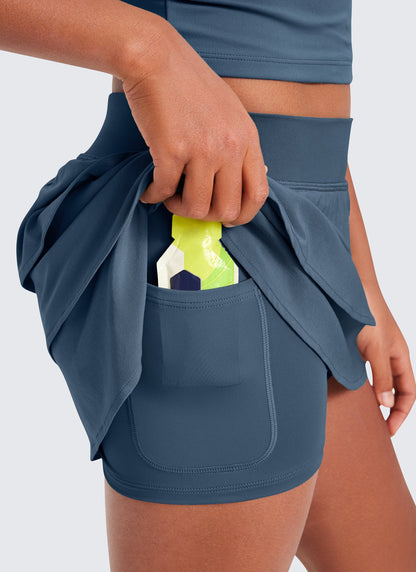 Feathery-Fit Soft Girls Athletic Ruffle Skirts with Shorts