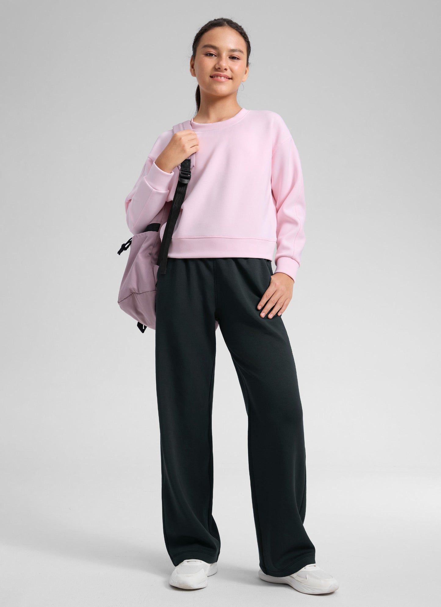 SoftAura Girls High Rise Wide Leg Sweatpant