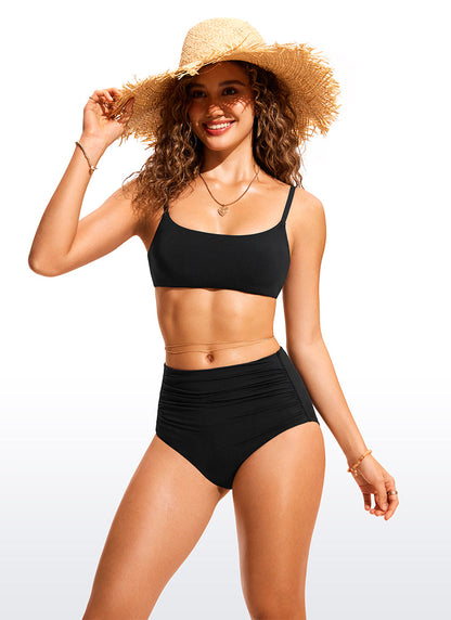 Scoop Neck Adjustable Strap Bikini Top