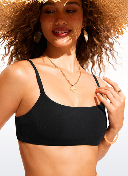 Scoop Neck Adjustable Strap Bikini Top