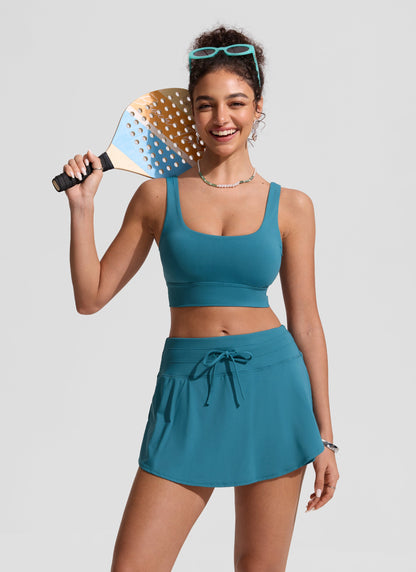 High Rise Zip Pocket  Ruffle Swim Board Short