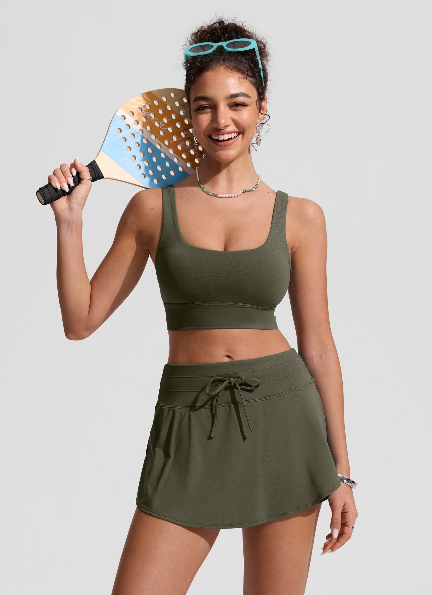 High Rise Zip Pocket  Ruffle Swim Board Short