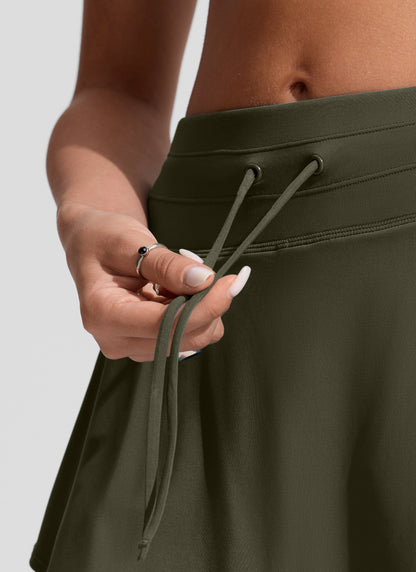 High Rise Zip Pocket  Ruffle Swim Board Short