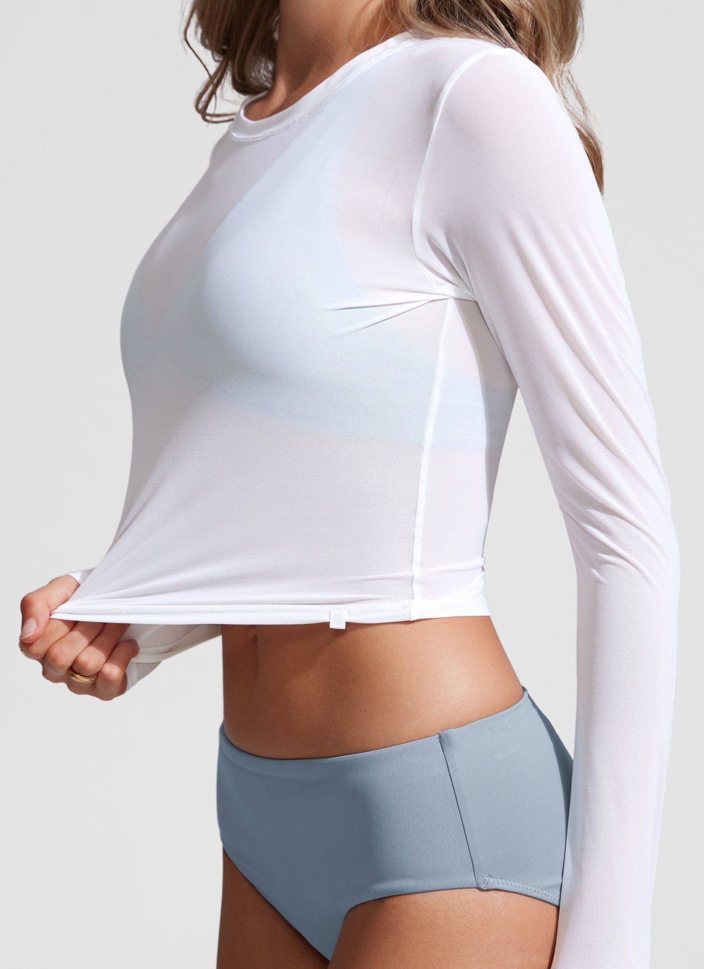 Cover Up Mesh Cropped Long Sleeve