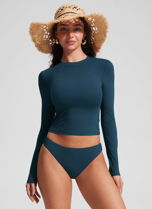UPF 50+ Cropped Rashguard Swimsuit Top