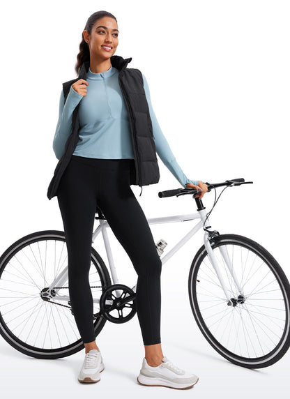 Brushed Half Zip Cropped Long Sleeve