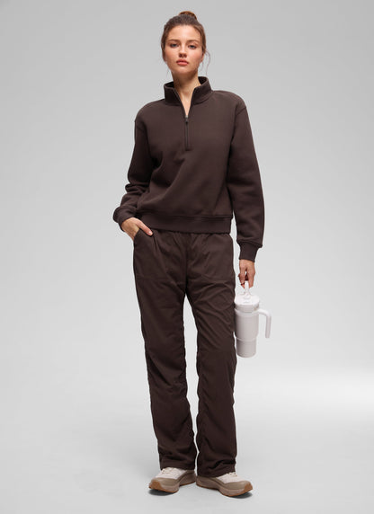 Fleece Lined Half Zip Funnel neck Sweatshirt