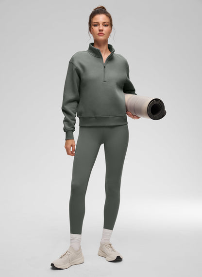 Fleece Lined Half Zip Funnel neck Sweatshirt