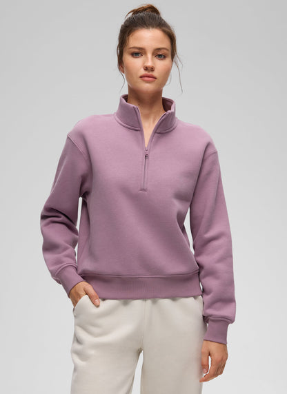 Fleece Lined Half Zip Funnel neck Sweatshirt