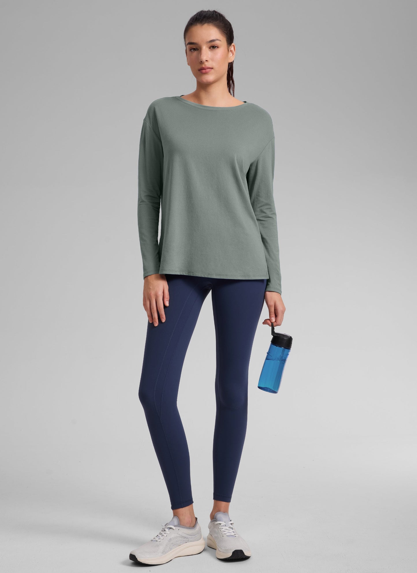 Cotton-Blend Boat Neck Long Sleeve