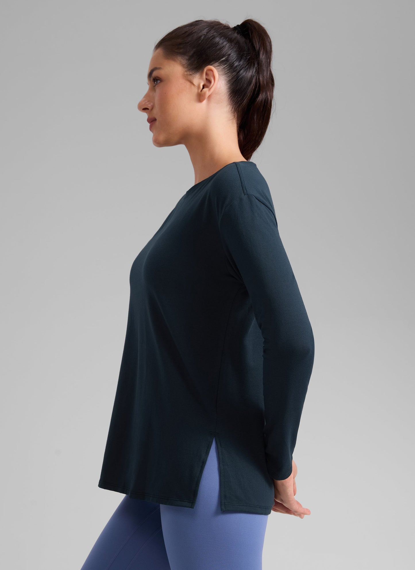 Cotton-Blend Boat Neck Long Sleeve