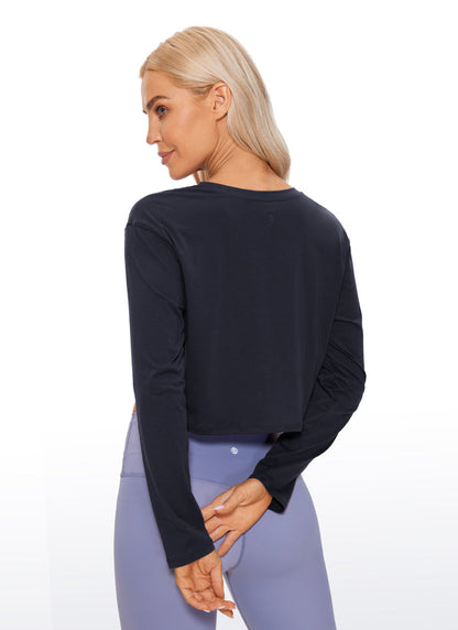 Pima Cotton Cropped Long Sleeve