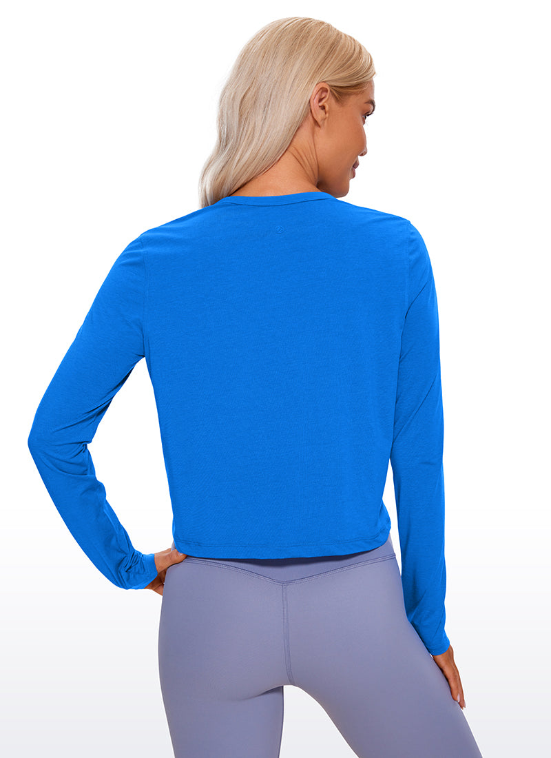 Pima Cotton Cropped Classic Fit Long Sleeve