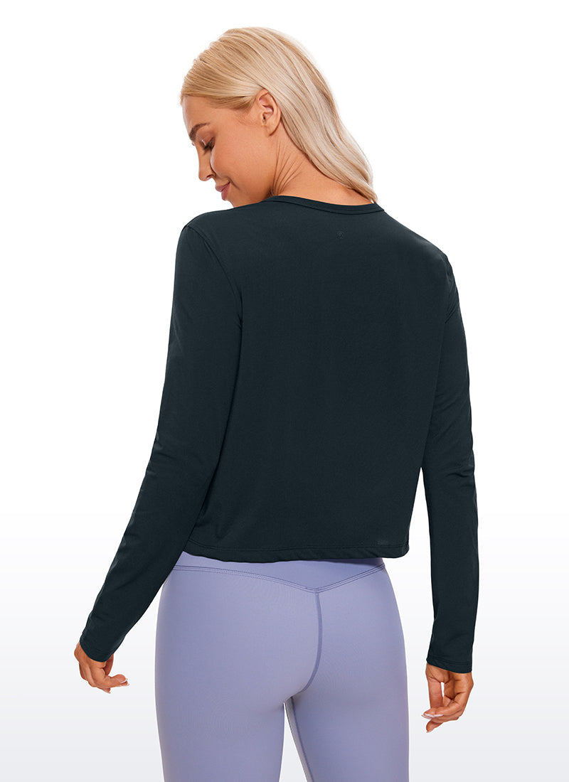 Pima Cotton Cropped Classic Fit Long Sleeve