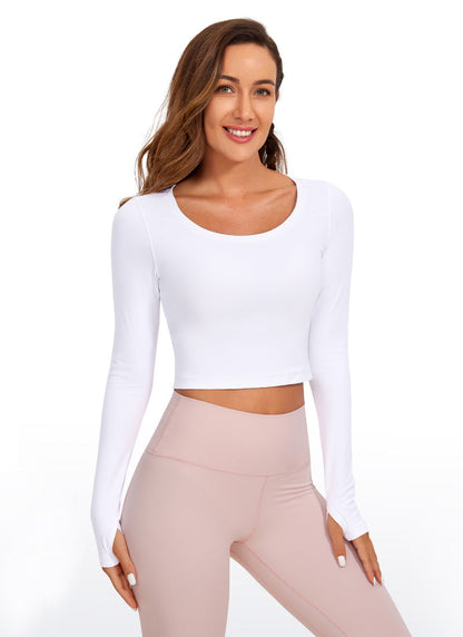 Butterluxe Scoop Neck Cropped Long Sleeve