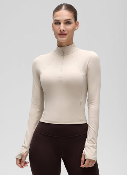 Butterluxe Half Zip Cropped Long Sleeve