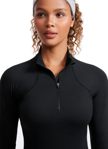 Brushed Thumbhole Half Zip Long Sleeve