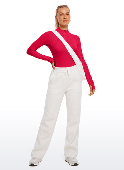 Brushed Thumbhole Half Zip Long Sleeve