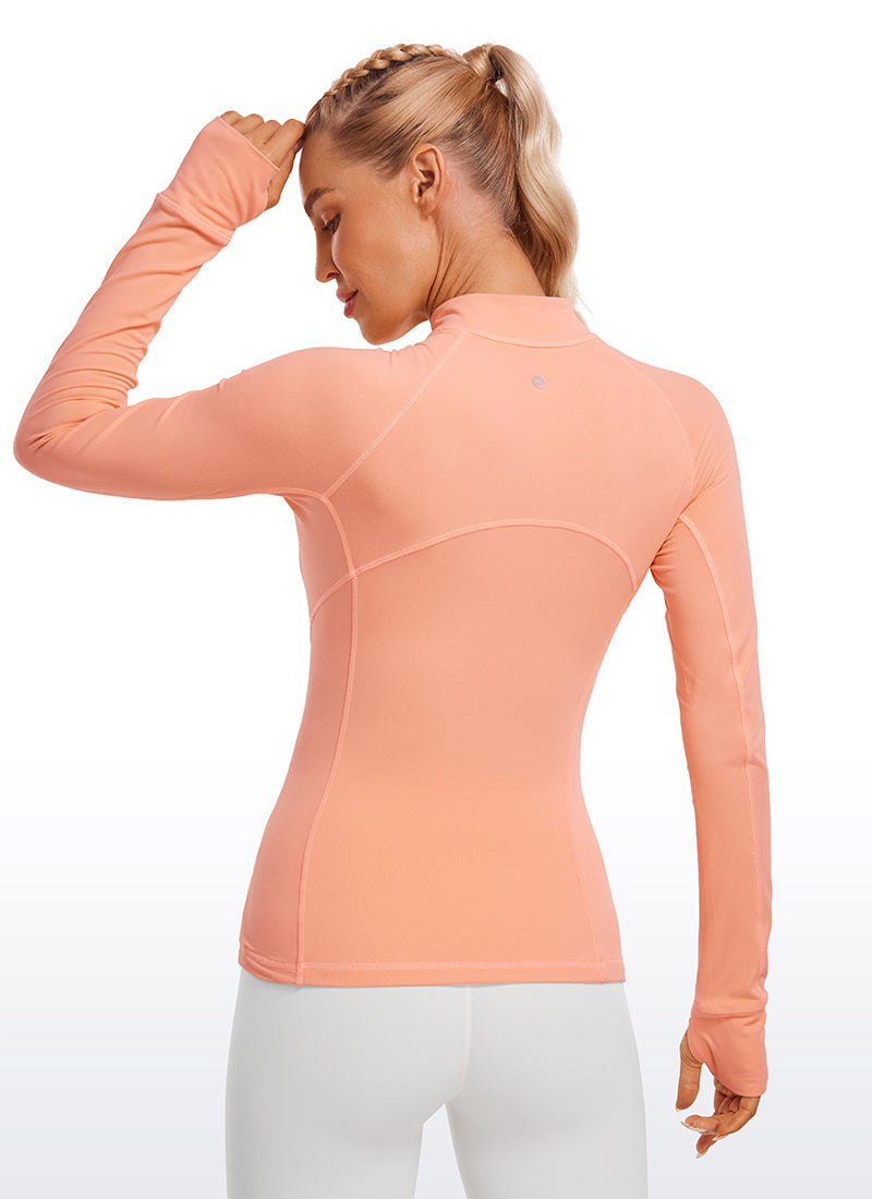 Brushed Thumbhole Half Zip Long Sleeve