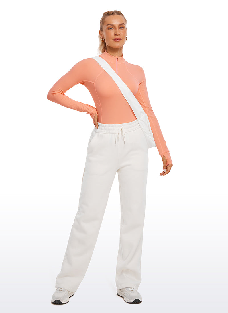 Brushed Thumbhole Half Zip Long Sleeve