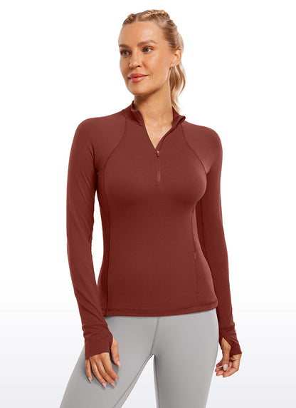 Brushed Thumbhole Half Zip Long Sleeve