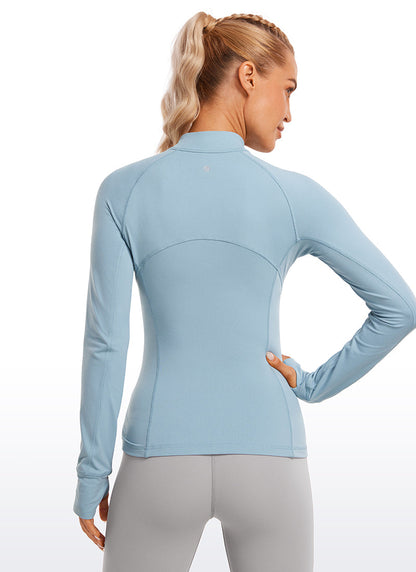 Brushed Thumbhole Half Zip Long Sleeve