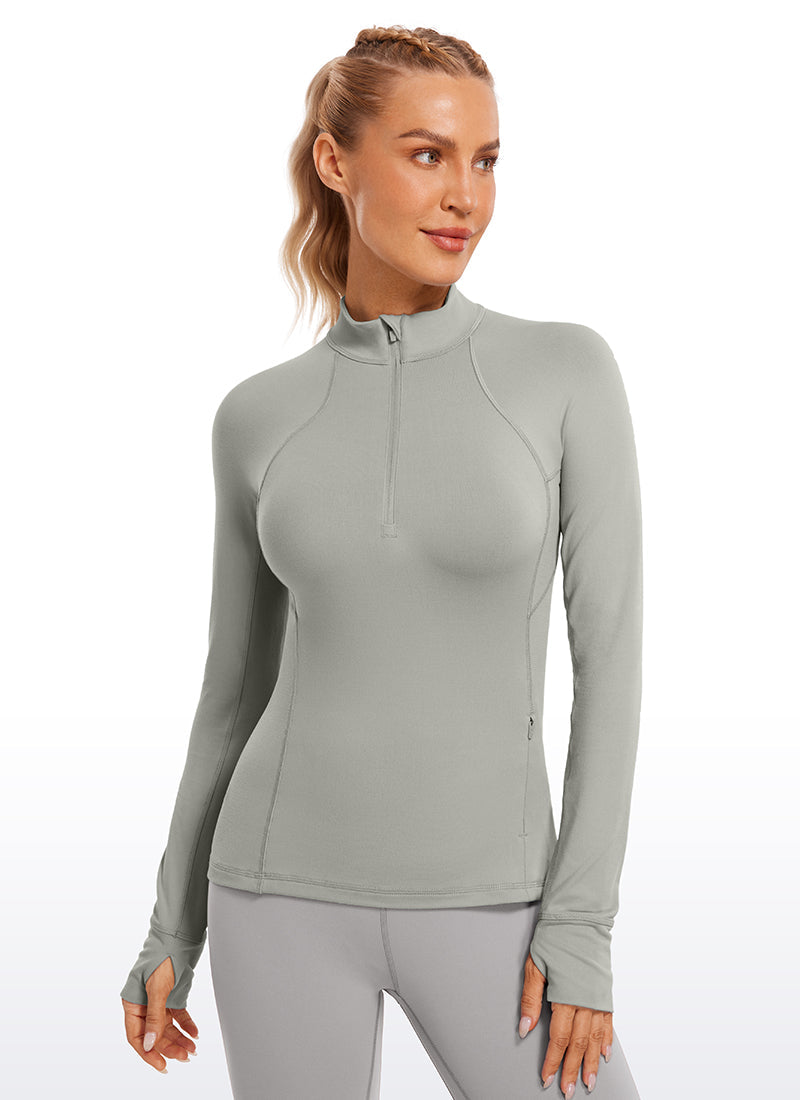 Brushed Thumbhole Half Zip Long Sleeve