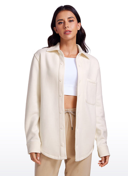 Fleece Lined Oversized Button Down Jacket