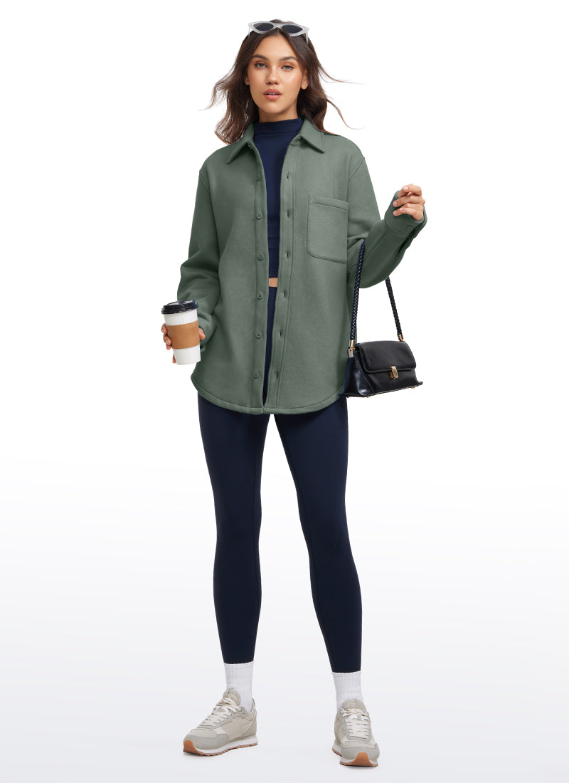 Fleece Lined Oversized Button Down Jacket