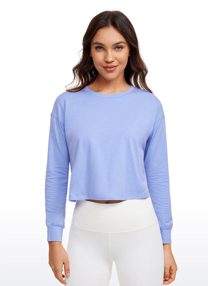 Pima Cotton Cropped Loose Fit Long Sleeve