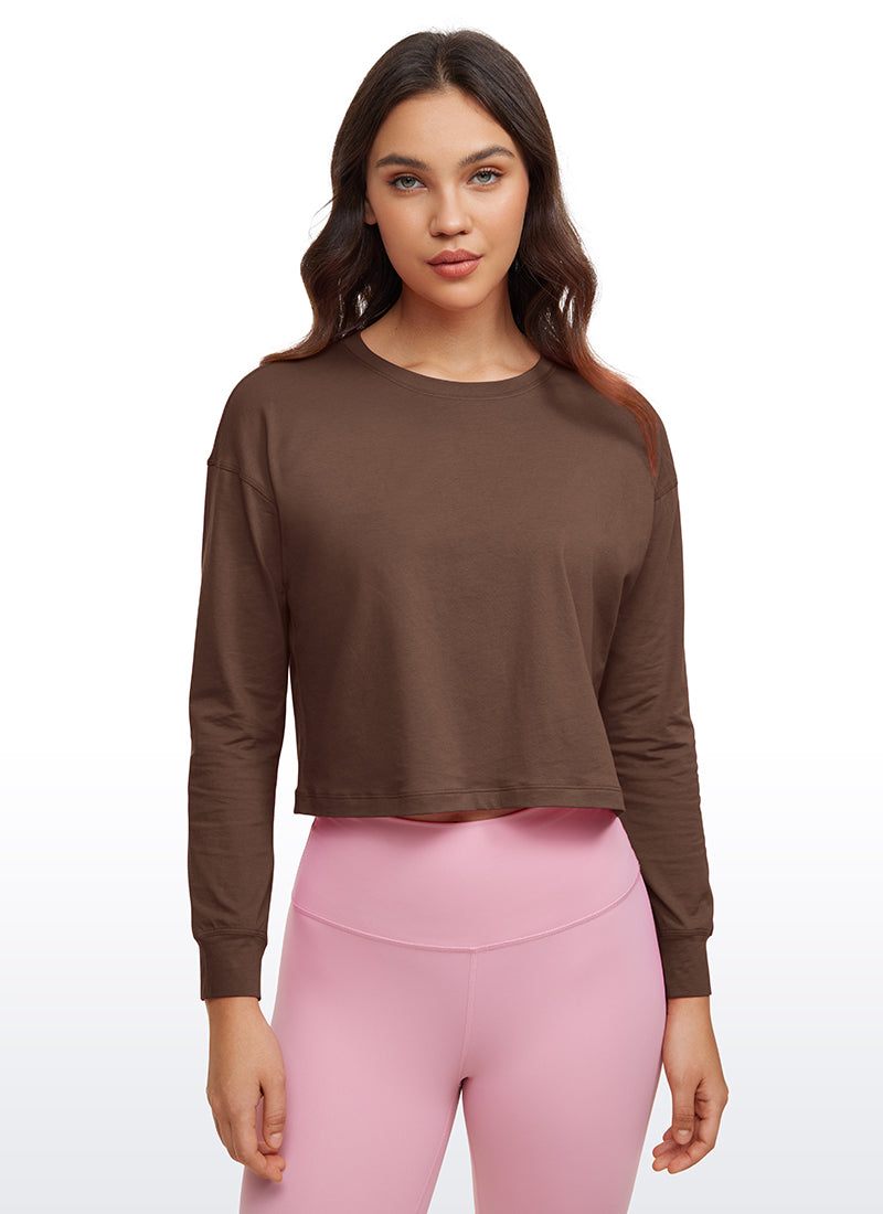 Pima Cotton Cropped Loose Fit Long Sleeve