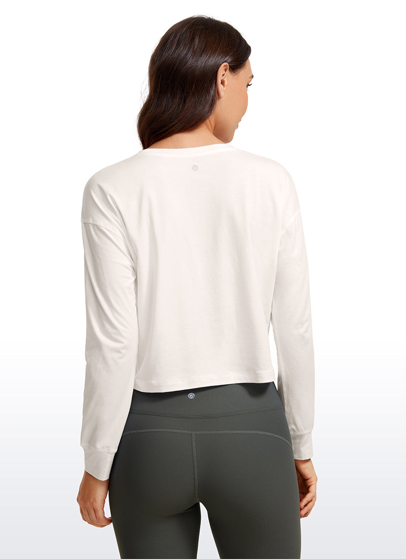 Pima Cotton Cropped Loose Fit Long Sleeve