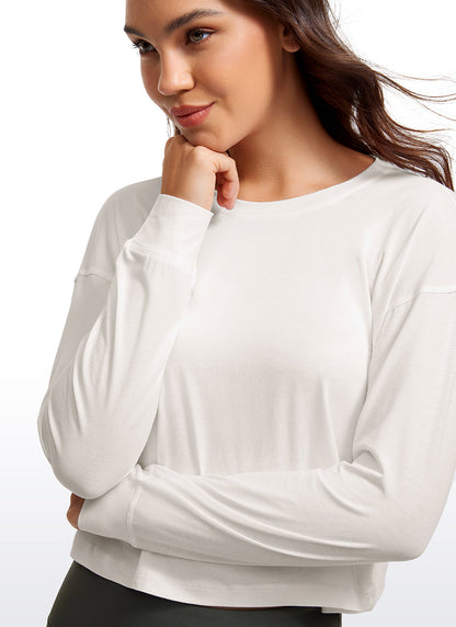 Pima Cotton Cropped Loose Fit Long Sleeve