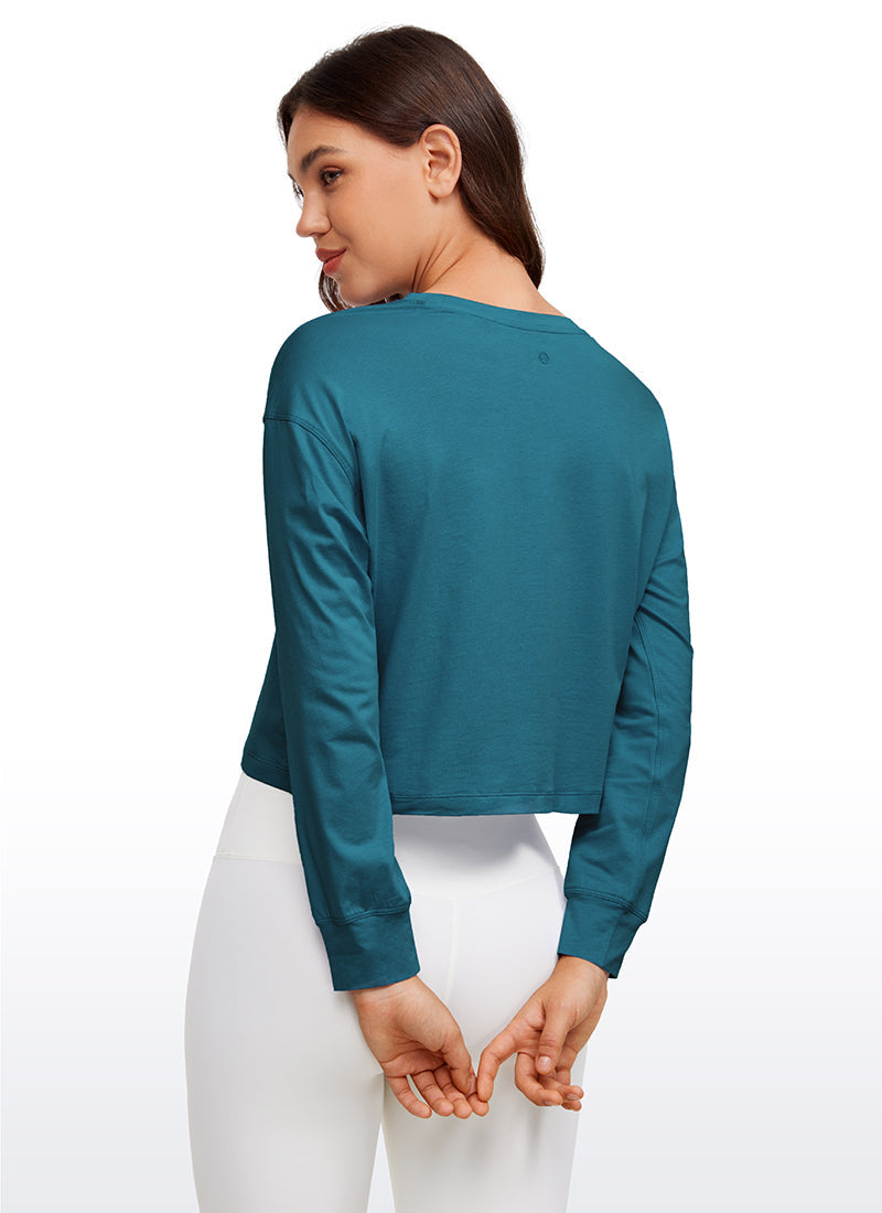 Pima Cotton Cropped Loose Fit Long Sleeve