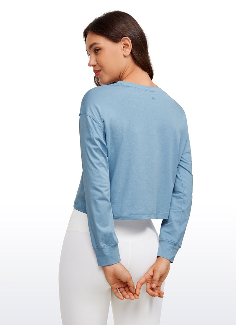 Pima Cotton Cropped Loose Fit Long Sleeve