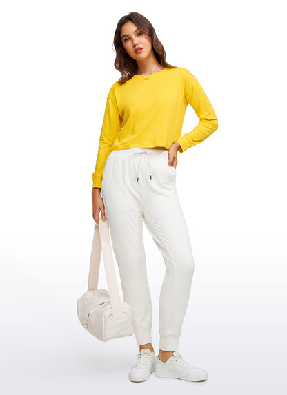 Pima Cotton Cropped Loose Fit Long Sleeve