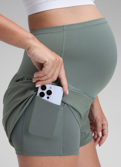 Feather-Fit Soft 2 in 1 Maternity Short 3''